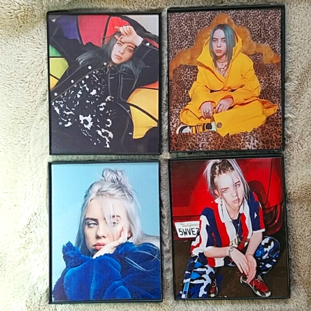 Billie Eilish 4 Framed Canvas pints and Removable
